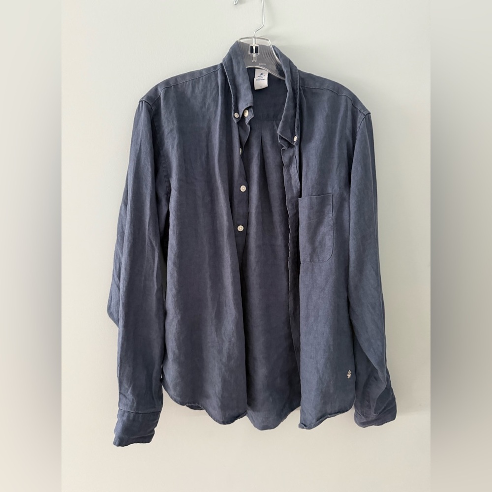 Pure Linen Navy Button Down Women’s Shirt